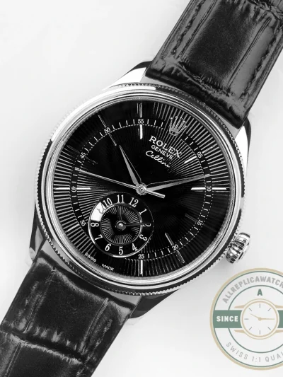 Replica Rolex Cellini Dual Time White Gold 50529 Black Dial 39mm - Affordable Luxury Replica Timepiece