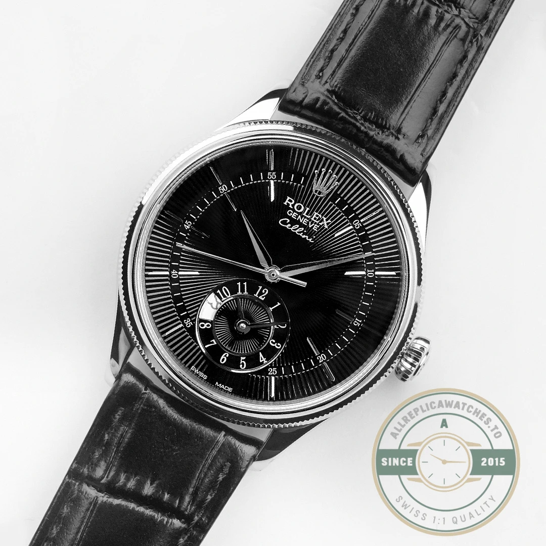 Replica Rolex Cellini Dual Time White Gold 50529 Black Dial 39mm - Affordable Luxury Replica Timepiece