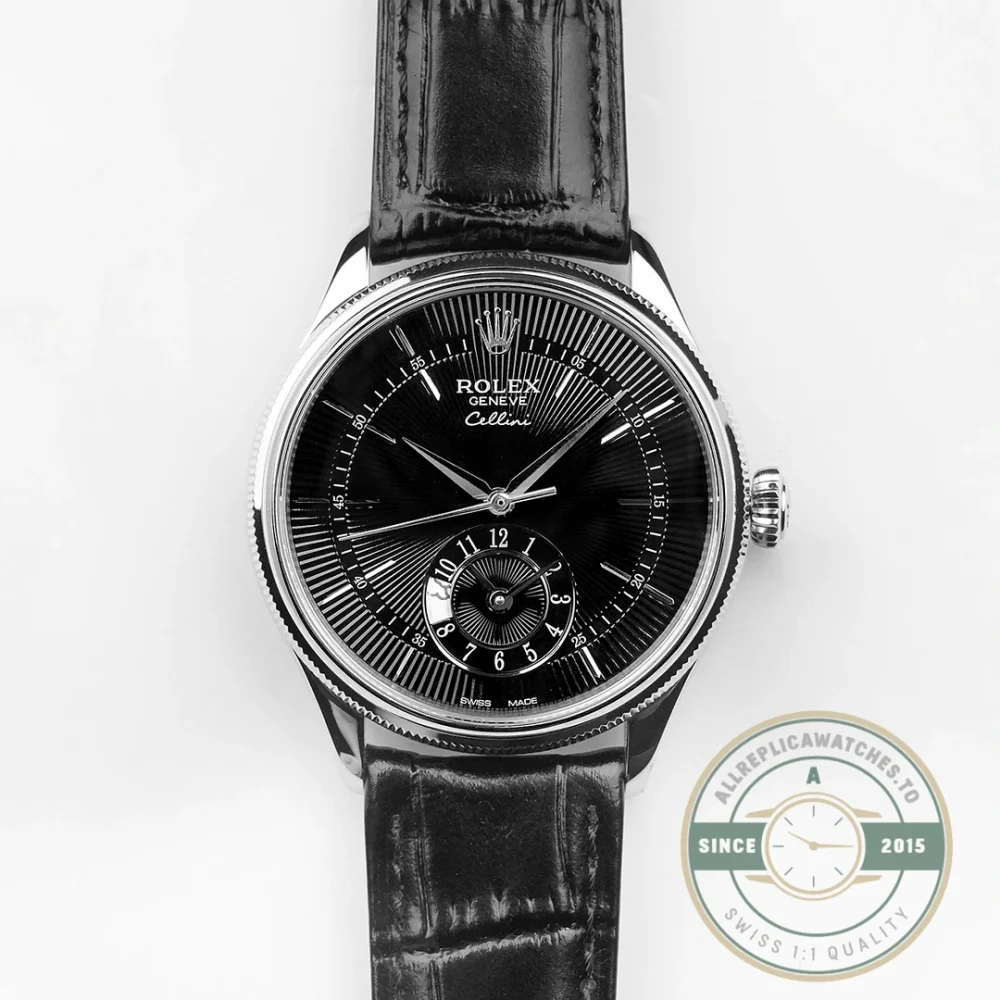 50s ビンテージ デビル スカル S＆P 般若 ブラック Replica Rolex Cellini Dual Time White Gold 50529 Black 39mm