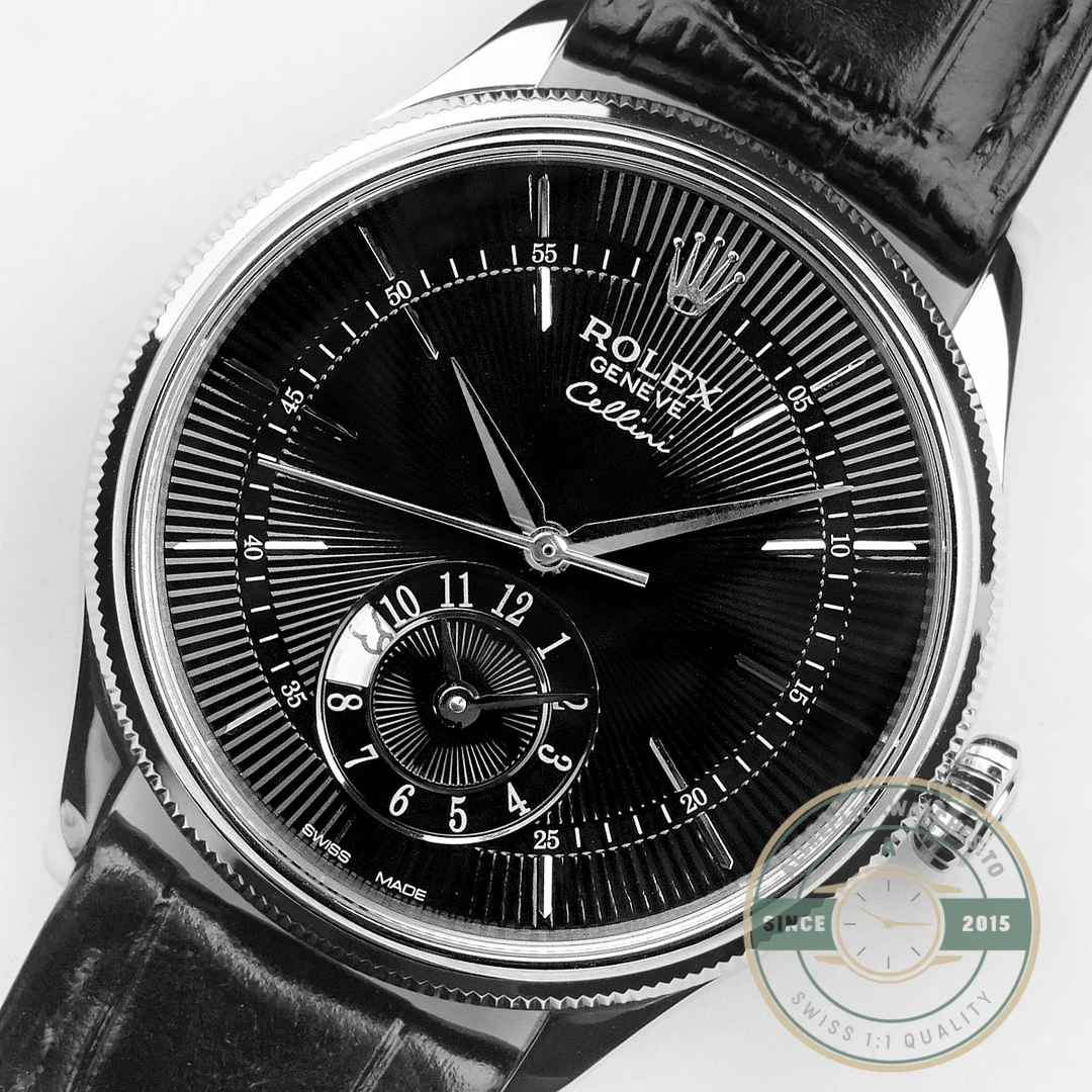 Replica Rolex Cellini Dual Time White Gold 50529 Black Dial 39mm - Affordable Super Clone Watch