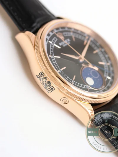 Replica Rolex Cellini Moonphase Rose Gold 50535 39mm Black Dial - Luxury Replica Watch