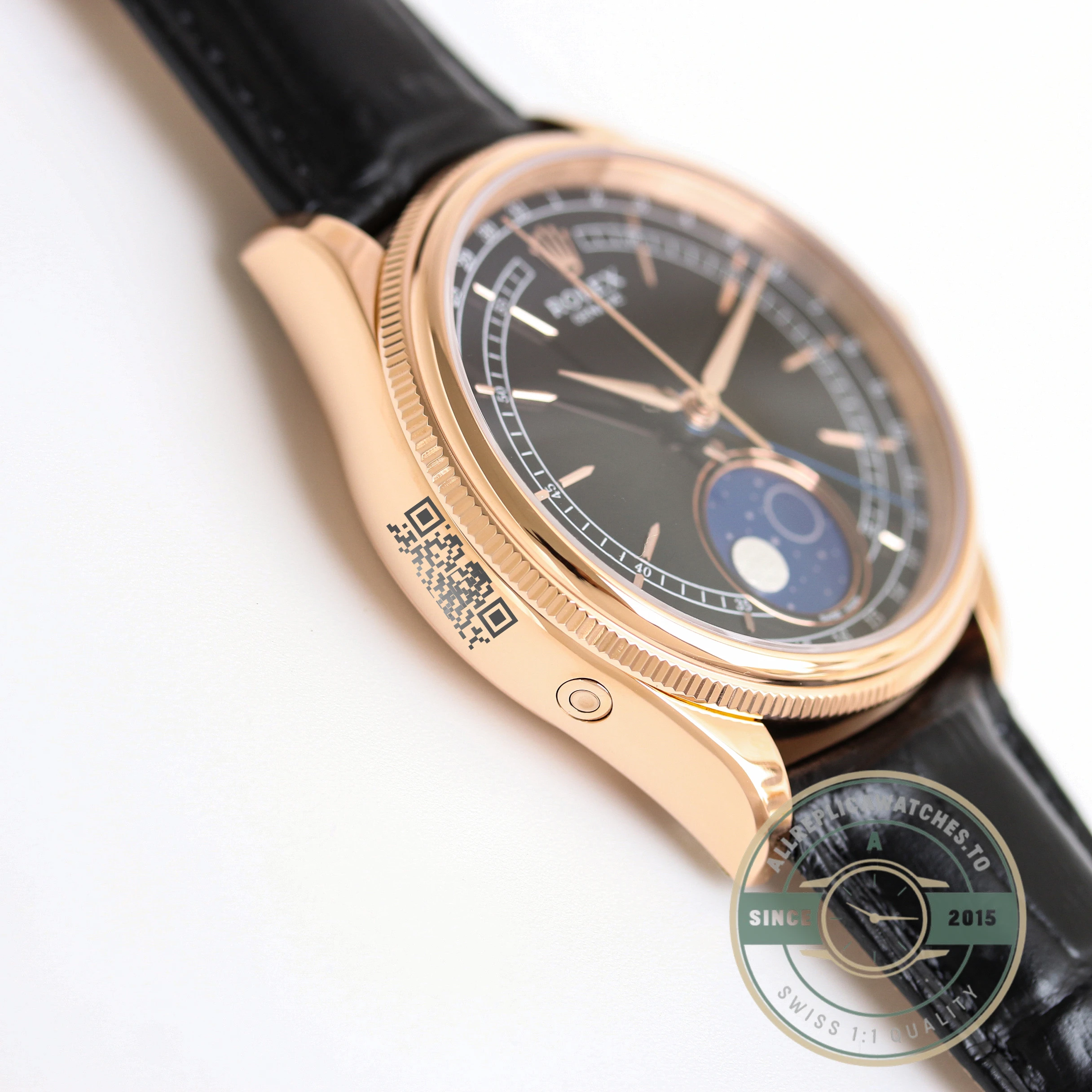Replica Rolex Cellini Moonphase Rose Gold 50535 39mm Black Dial - Luxury Replica Watch