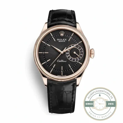Replica Rolex Cellini Rose Gold 50515 39mm Black Dial - High-Grade Replica Watch