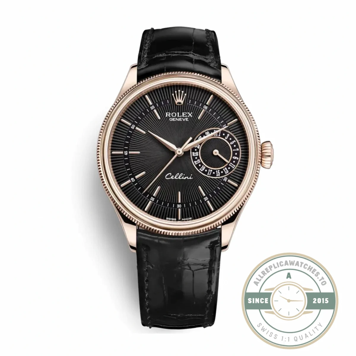 Replica Rolex Cellini Rose Gold 50515 39mm Black Dial - High-Grade Replica Watch