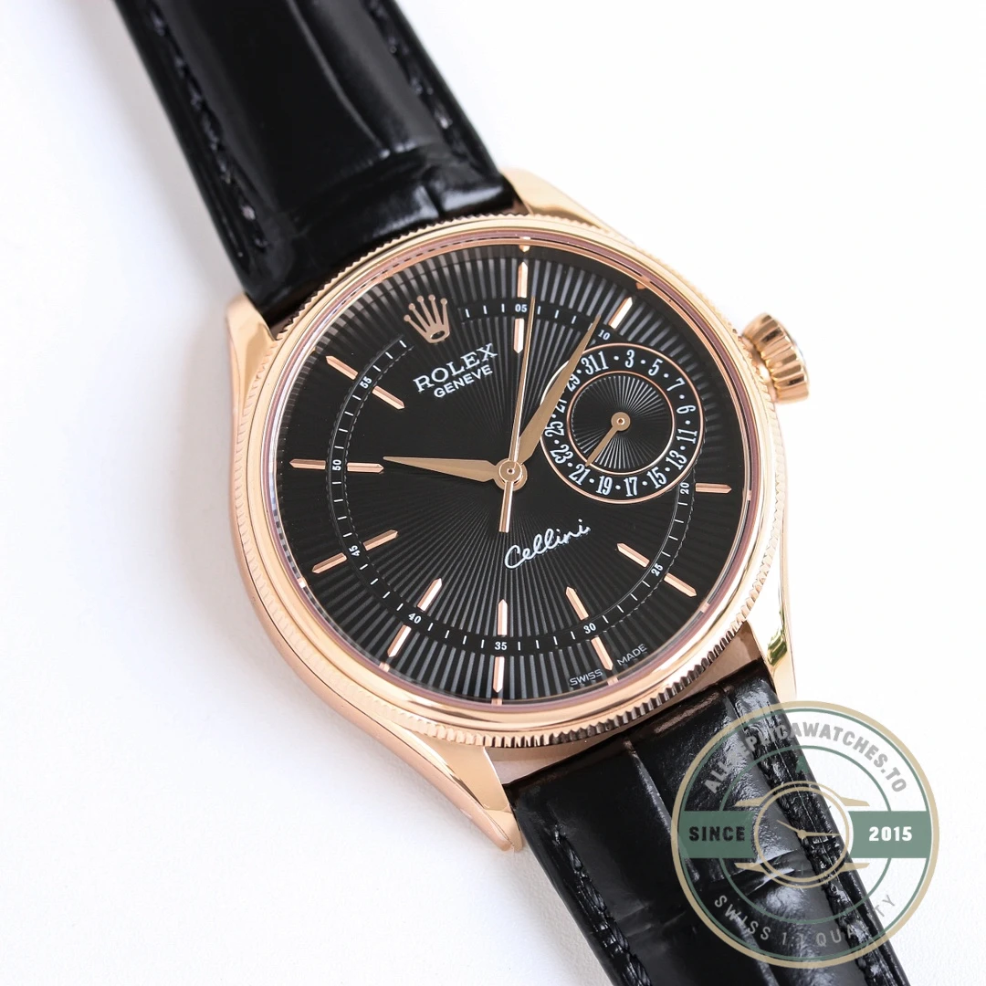 Replica Rolex Cellini Rose Gold 50515 39mm Black Dial - Best Quality Replica Watch