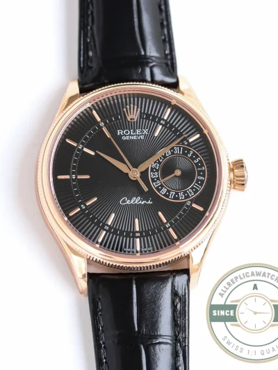 Replica Rolex Cellini Rose Gold 50515 39mm Black Dial - Luxury Replica Watch