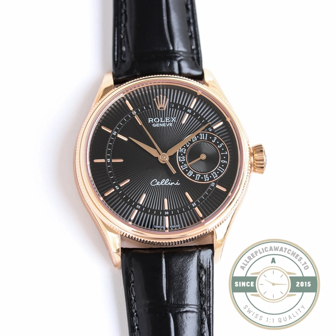 Replica Rolex Cellini Rose Gold 50515 39mm Black Dial - Luxury Replica Watch