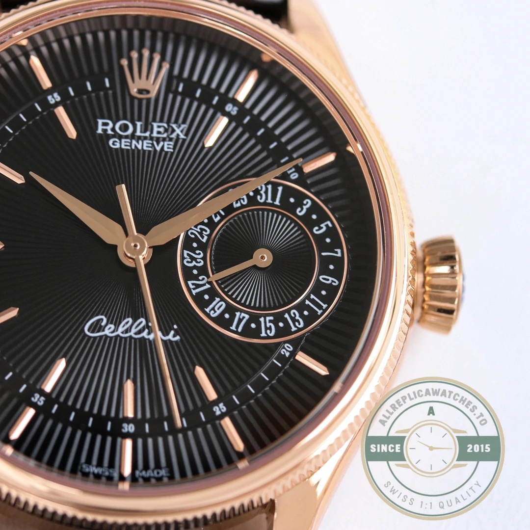 Replica Rolex Cellini Rose Gold 50515 39mm Black Dial - Swiss-Made Clone Watch