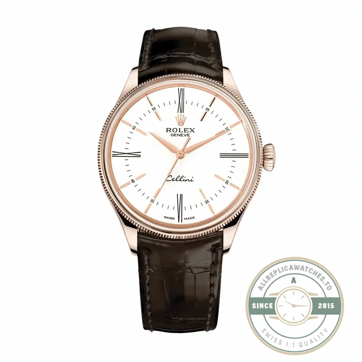 Replica Rolex Cellini Time Rose gold 50505 39mm White Dial - Luxury Replica Watch