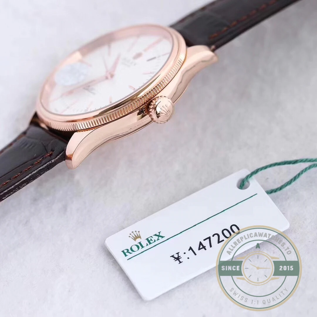 Replica Rolex Cellini Time Rose gold 50505 39mm White Dial - Budget Luxury Replica Watch