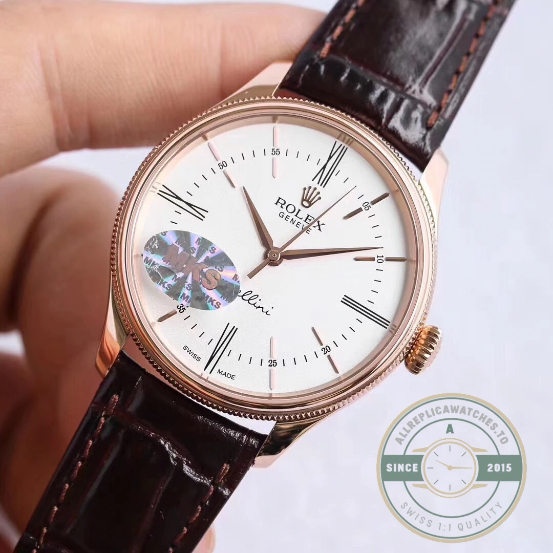 Replica Rolex Cellini Time Rose gold 50505 39mm White Dial - Premium Super Clone Watch