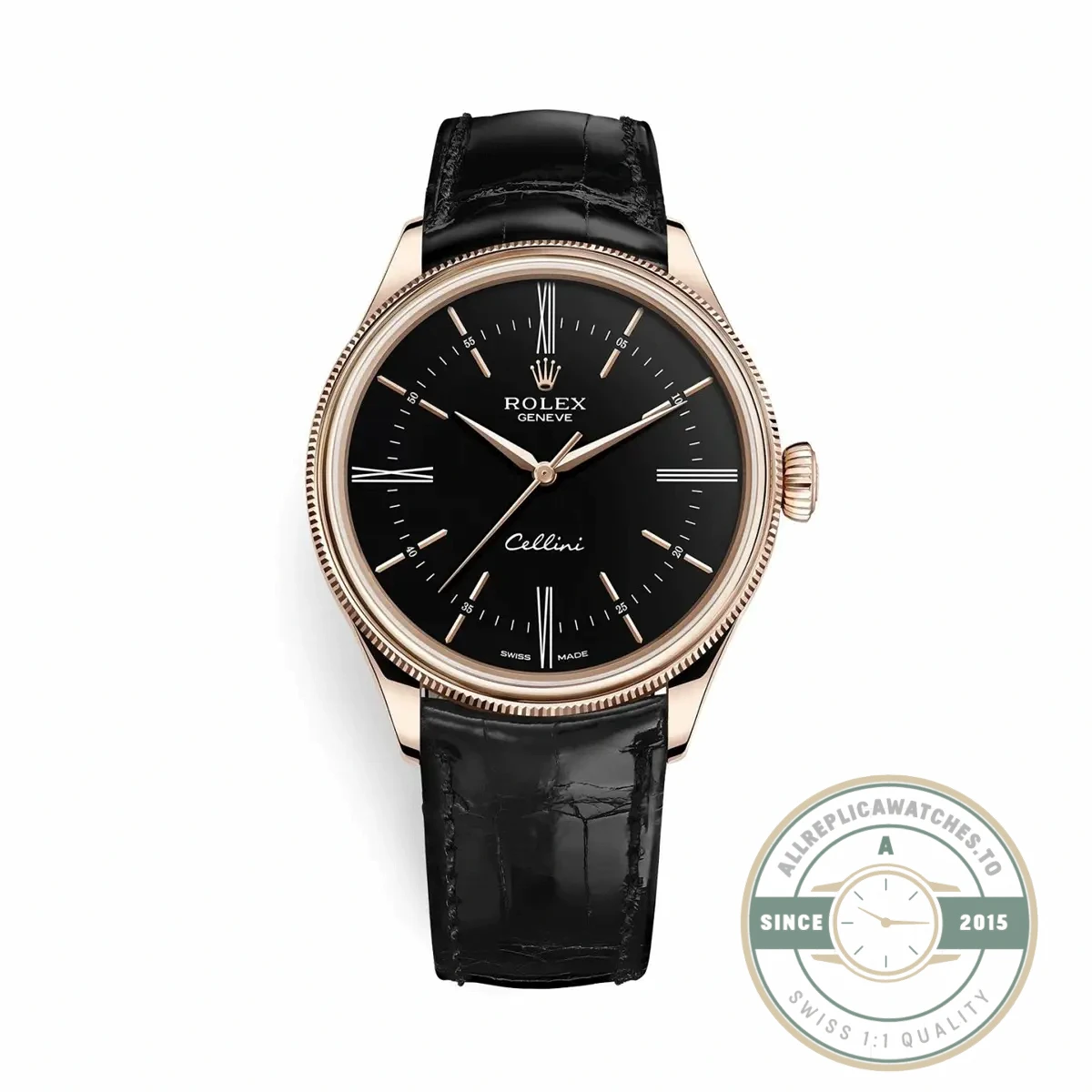 Replica Rolex Cellini Time Rose Gold 50505.009 Black 39mm Dial - Swiss-Made Clone Watch