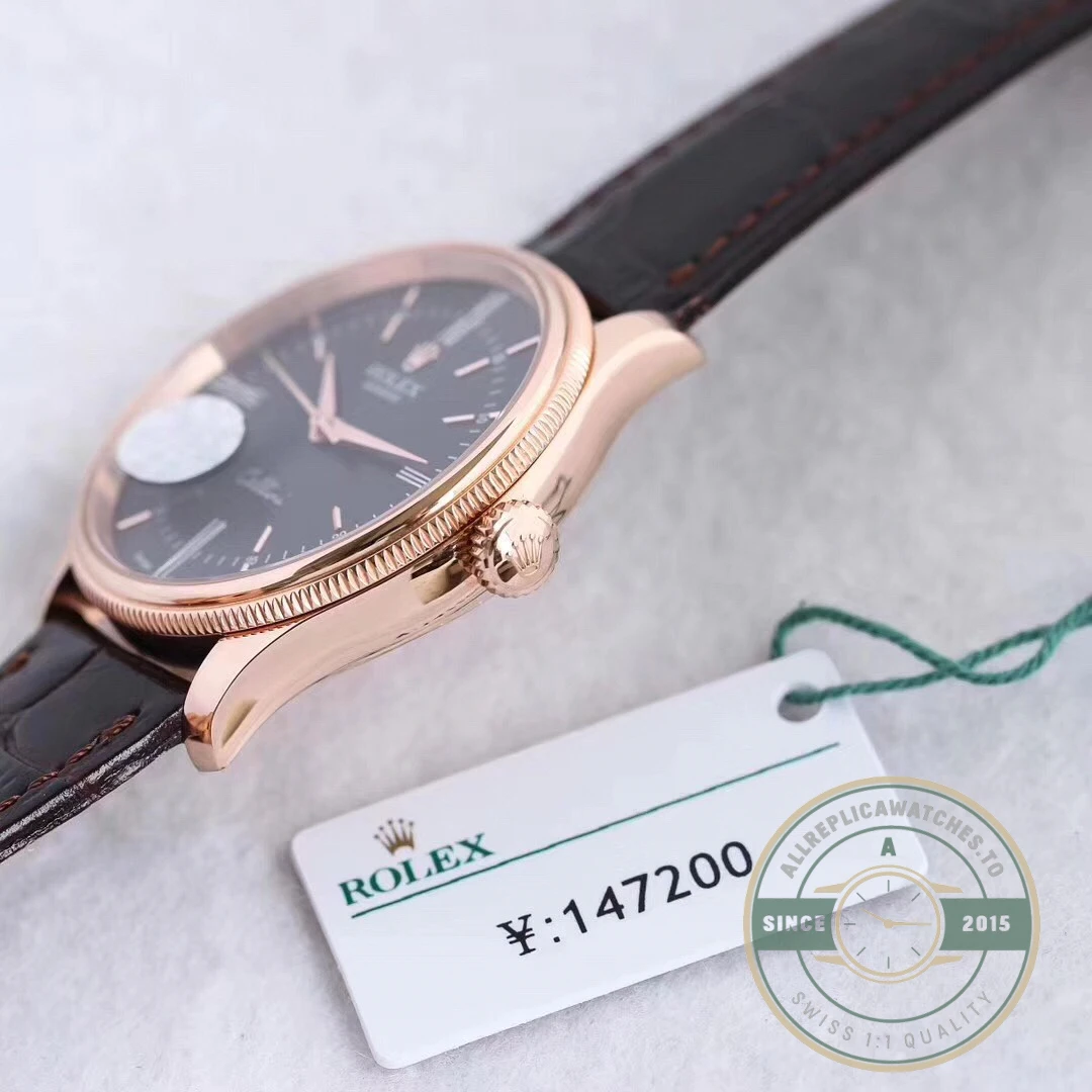 Replica Rolex Cellini Time Rose Gold 50505.009 Black 39mm Dial - High-Grade Replica Watch