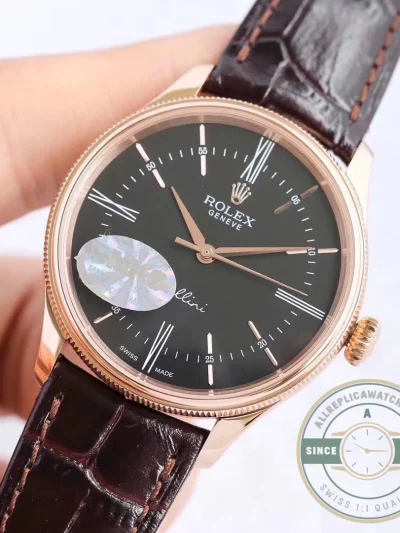 Replica Rolex Cellini Time Rose Gold 50505.009 Black 39mm Dial - Affordable Super Clone Watch