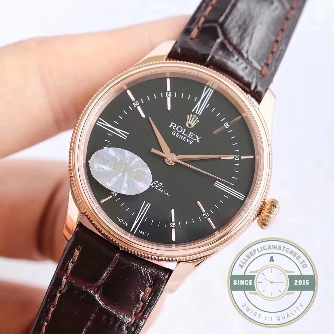 Replica Rolex Cellini Time Rose Gold 50505.009 Black 39mm Dial - Affordable Super Clone Watch