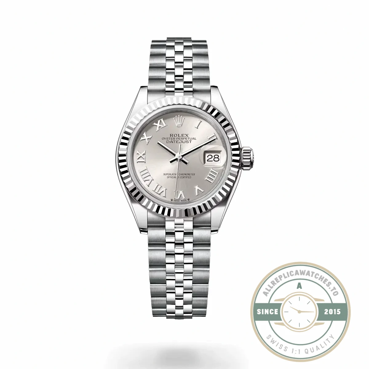 Replica Rolex DateJust Oyster 28 mm Silver Dial 279174 - Swiss Movement Replica Watch