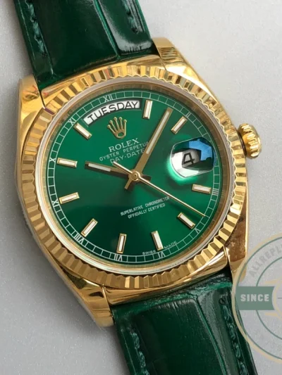 Replica Rolex Day-Date 36 mm Green Dial 118138-0003 - Swiss Movement Replica Watch