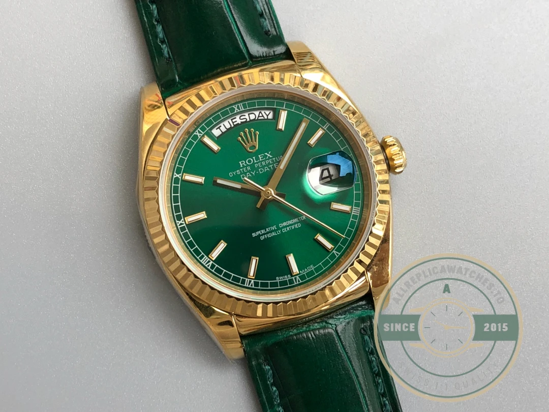 Replica Rolex Day-Date 36 mm Green Dial 118138-0003 - Swiss Movement Replica Watch