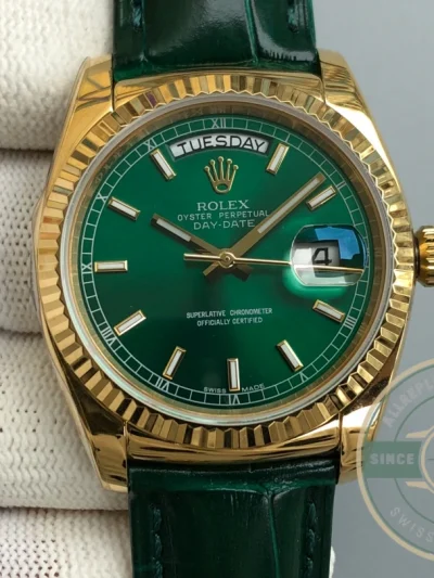 Replica Rolex Day-Date 36 mm Green Dial 118138-0003 - Factory Super Clone Watch