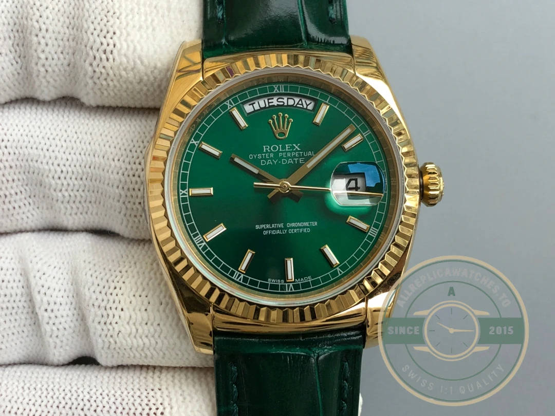 Replica Rolex Day-Date 36 mm Green Dial 118138-0003 - Factory Super Clone Watch
