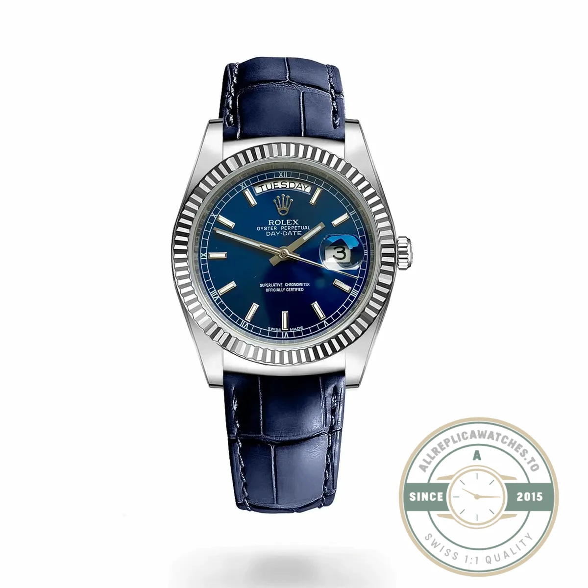 Replica Rolex Day-Date 36mm Blue Dial 118139HR - Factory Super Clone Watch