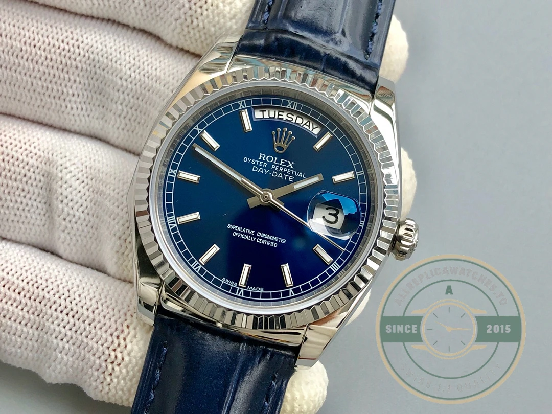 Replica Rolex Day-Date 36mm Blue Dial 118139HR - 1:1 Swiss Replica Watch