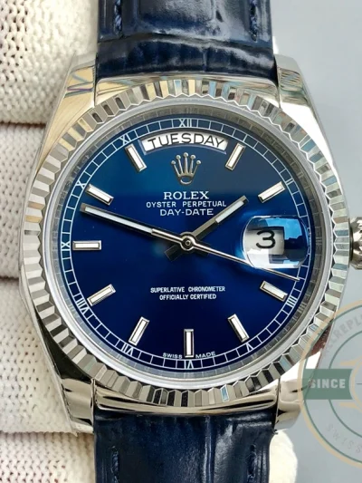 Replica Rolex Day-Date 36mm Blue Dial 118139HR - Premium Super Clone Watch