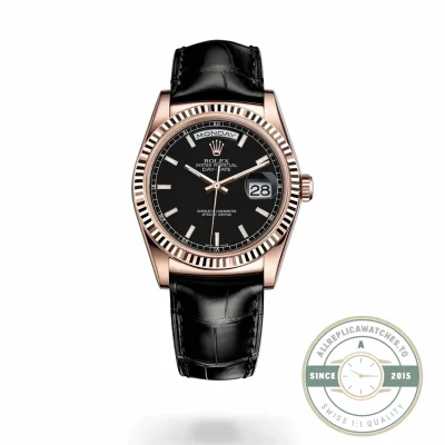 Replica Rolex Day-Date 36mm Rose Gold Black Dial 118135CH - Luxury Replica Watch