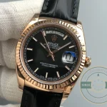Replica Rolex Day-Date 36mm Rose Gold Black Dial 118135CH - Swiss-Made Clone Watch