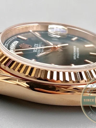 Replica Rolex Day-Date 36mm Rose Gold Black Dial 118135CH - 1:1 Swiss Replica Watch