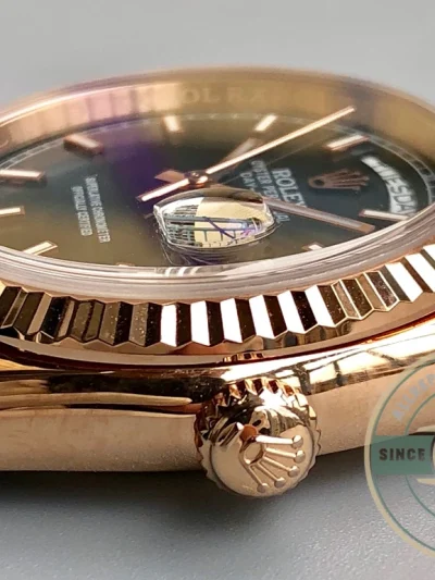 Replica Rolex Day-Date 36mm Rose Gold Black Dial 118135CH - Swiss Movement Replica Watch