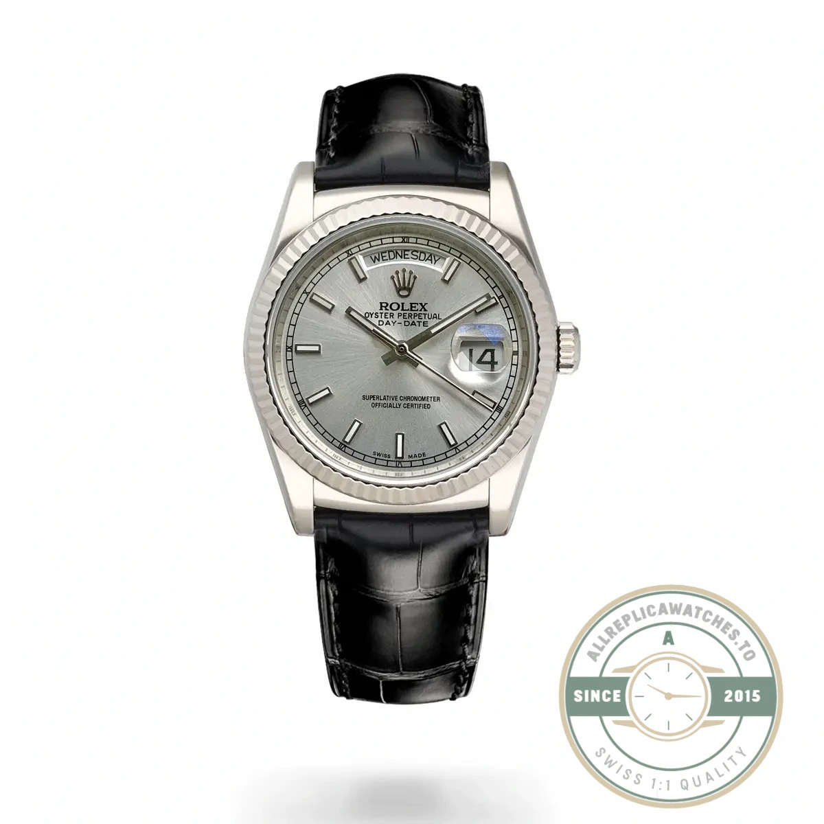 Replica Rolex Day-Date 36mm Silver Dial 118139 - Premium Super Clone Watch