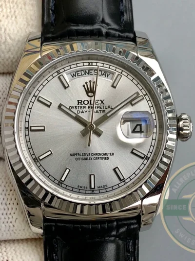 Replica Rolex Day-Date 36mm Silver Dial 118139 - Factory Super Clone Watch