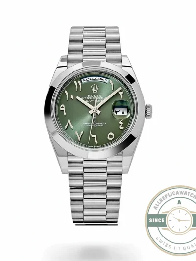 Replica Rolex Day-Date 40mm 228206 Olive Green Arabic Dial - Swiss-Made Clone Watch