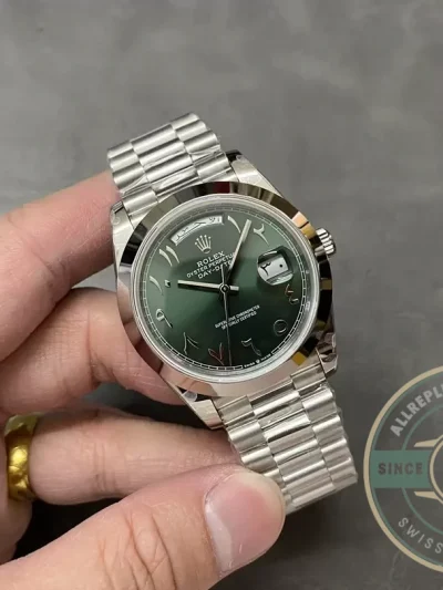 Replica Rolex Day-Date 40mm 228206 Olive Green Arabic Dial - Budget Luxury Replica Watch