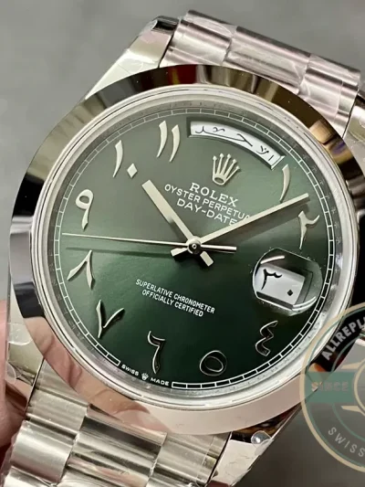Replica Rolex Day-Date 40mm 228206 Olive Green Arabic Dial - 1:1 Swiss Replica Watch