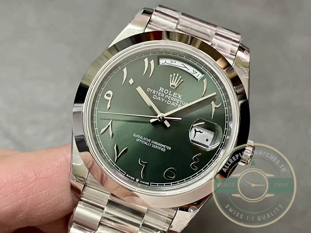 Replica Rolex Day-Date 40mm 228206 Olive Green Arabic Dial - 1:1 Swiss Replica Watch