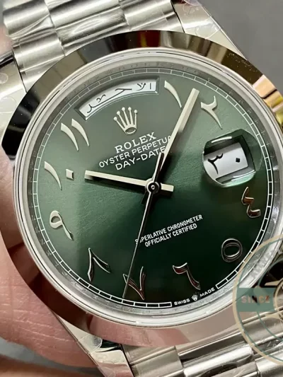 Replica Rolex Day-Date 40mm 228206 Olive Green Arabic Dial - Swiss-Made Clone Watch