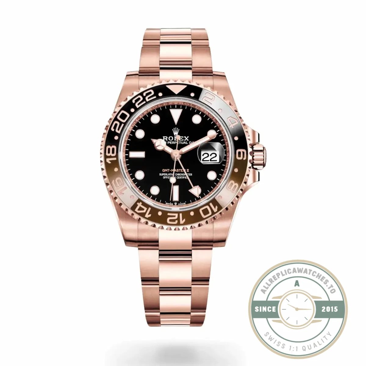Replica Rolex GMT-Master II Rose Gold 40mm Rootbeer 126715chnr - High-Grade Replica Watch