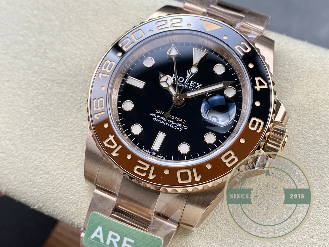 Replica Rolex GMT-Master II Rose Gold 40mm Rootbeer 126715chnr - Swiss-Made Clone Watch