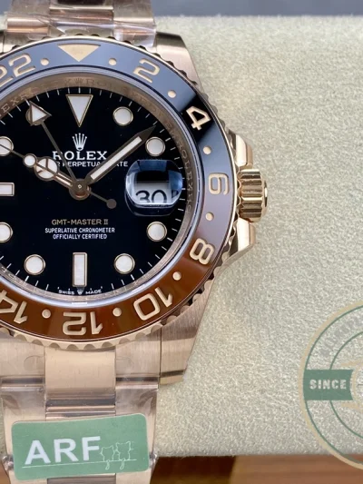 Replica Rolex GMT-Master II Rose Gold 40mm Rootbeer 126715chnr - 1:1 Swiss Replica Watch