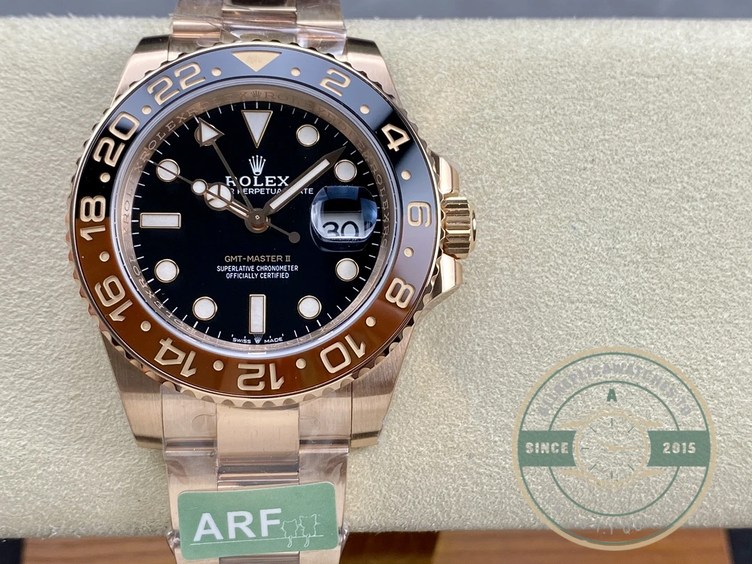 Replica Rolex GMT-Master II Rose Gold 40mm Rootbeer 126715chnr - 1:1 Swiss Replica Watch