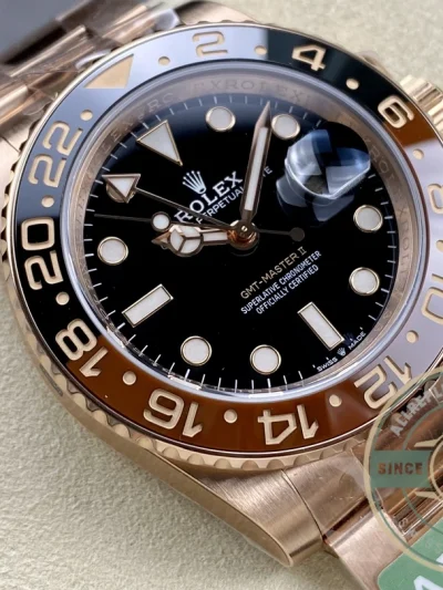 Replica Rolex GMT-Master II Rose Gold 40mm Rootbeer 126715chnr - Premium Super Clone Watch