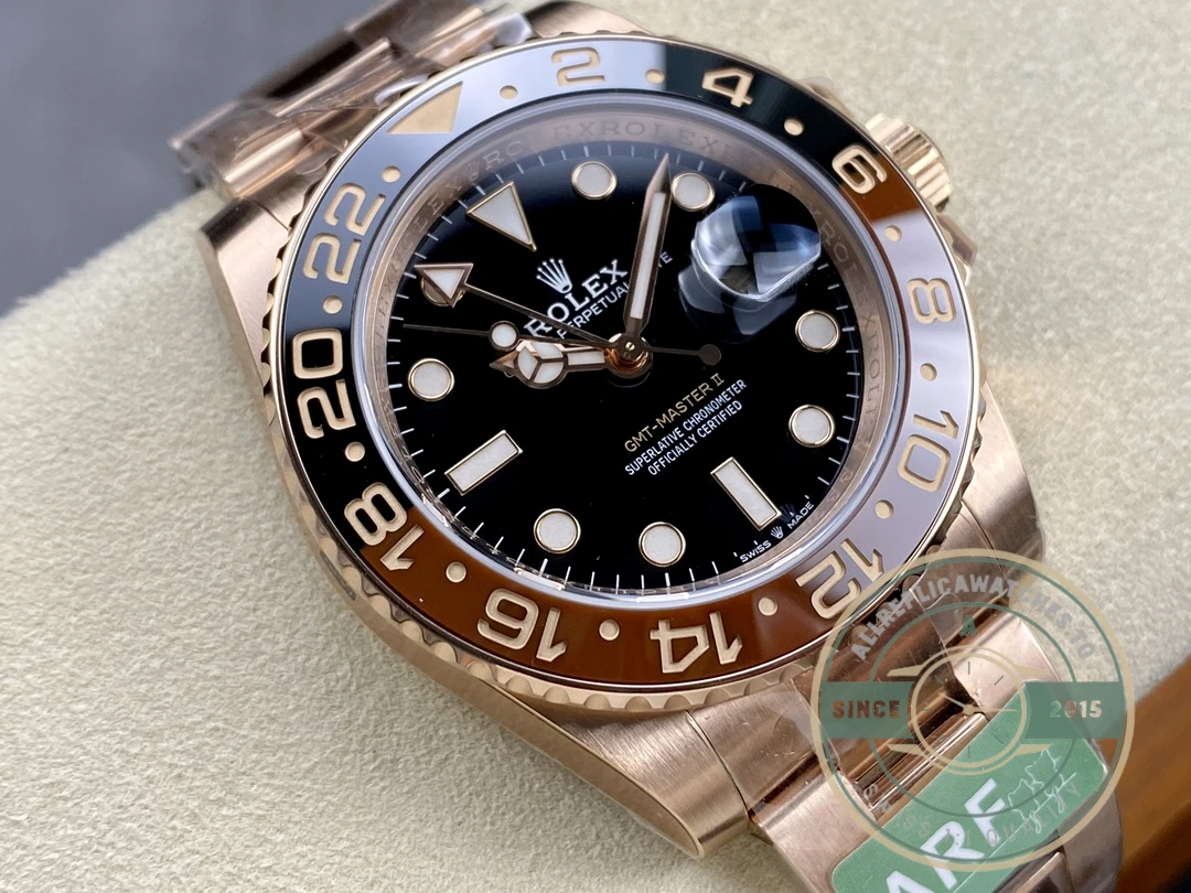 Replica Rolex GMT-Master II Rose Gold 40mm Rootbeer 126715chnr - Premium Super Clone Watch