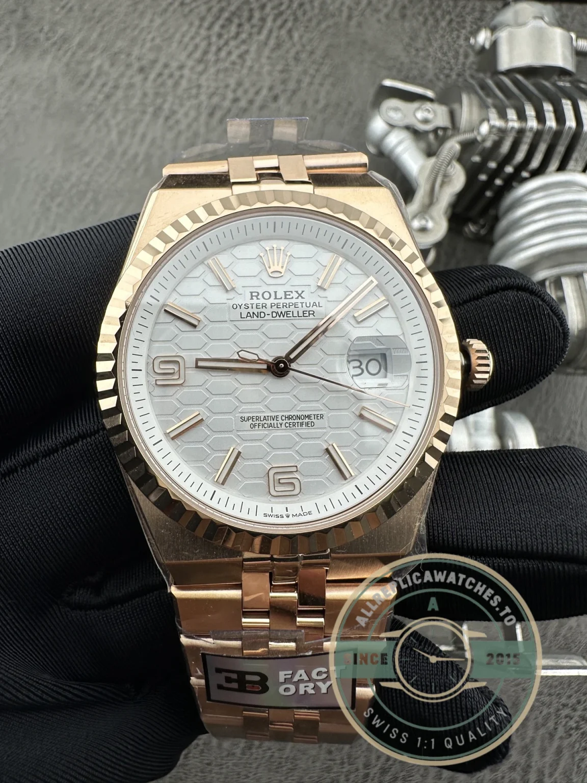 Replica Rolex Land-Dweller Rose Gold 40mm 127335 - Luxury Replica Watch