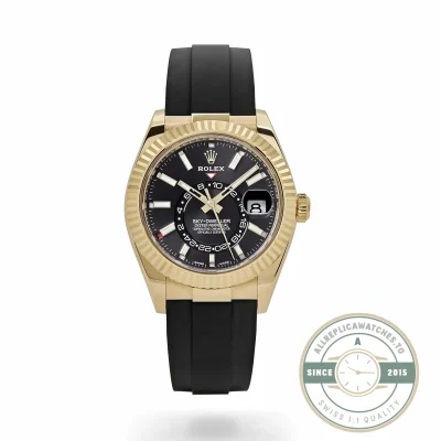 Replica Rolex Sky-Dweller 18K Yellow Gold 336238 Black Dial - Budget Luxury Replica Watch