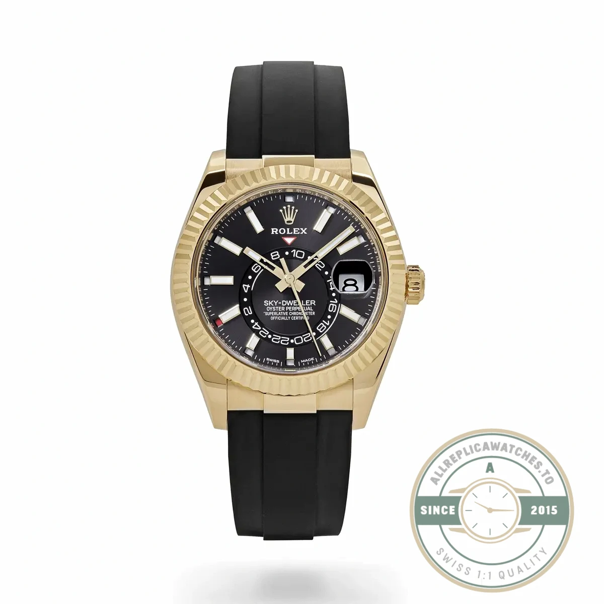 Replica Rolex Sky-Dweller 18K Yellow Gold 336238 Black Dial - Budget Luxury Replica Watch