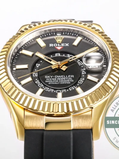 Replica Rolex Sky-Dweller 18K Yellow Gold 336238 Black Dial - Swiss-Made Clone Watch