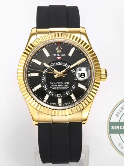 Replica Rolex Sky-Dweller 18K Yellow Gold 336238 Black Dial - Top-Tier Swiss Replica Watch