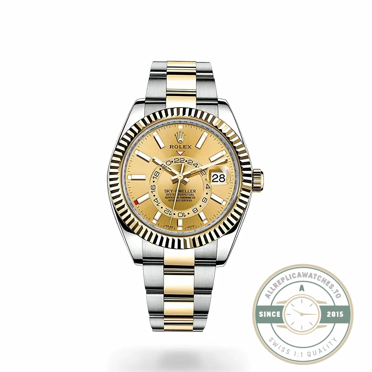 Replica Rolex Sky-Dweller 326933 Bicolor Gold Dial 326933 Oyster - Budget Luxury Replica Watch